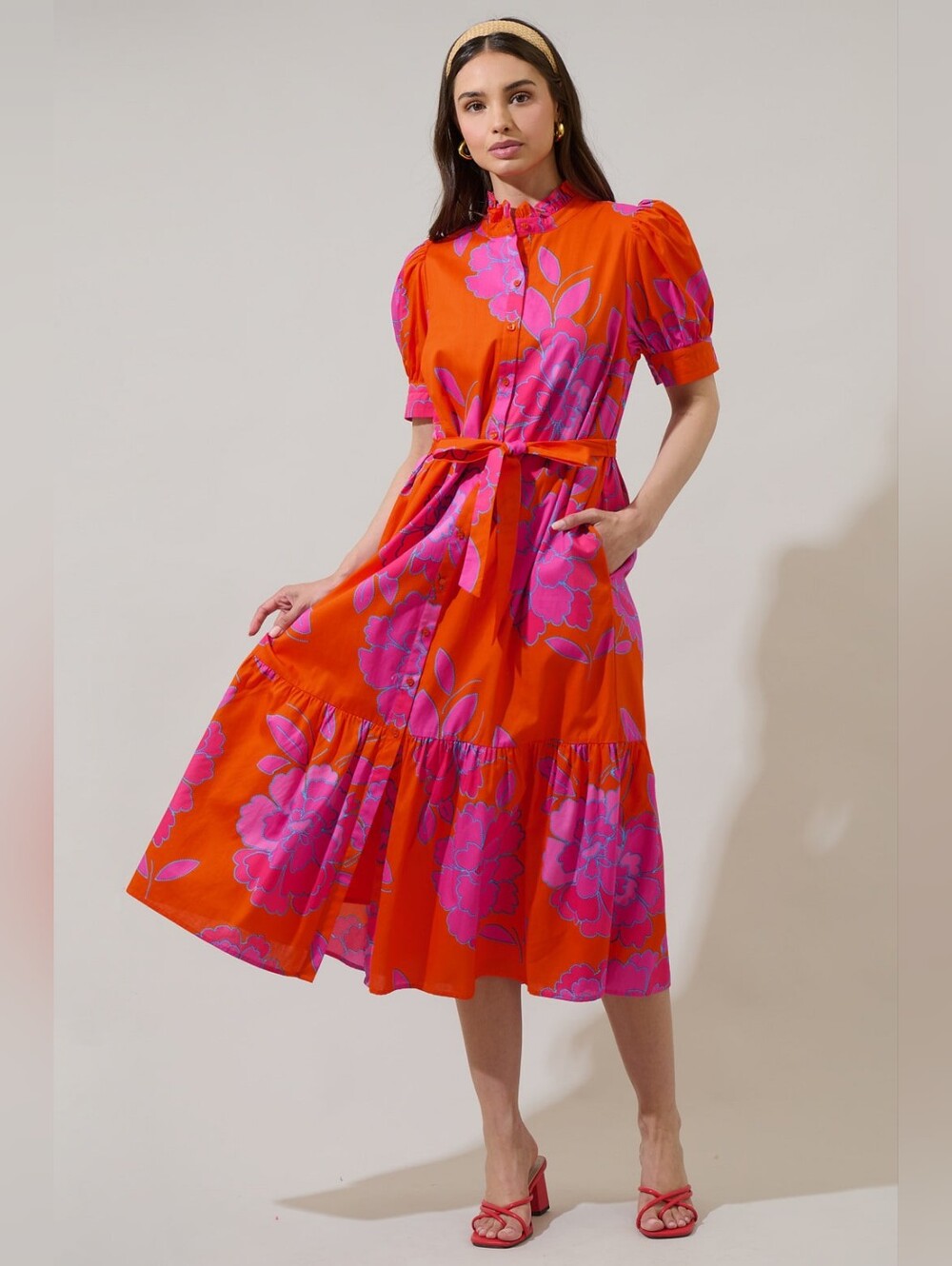 Sugar Lips Nalani Floral Giles Button Up Midi Dress